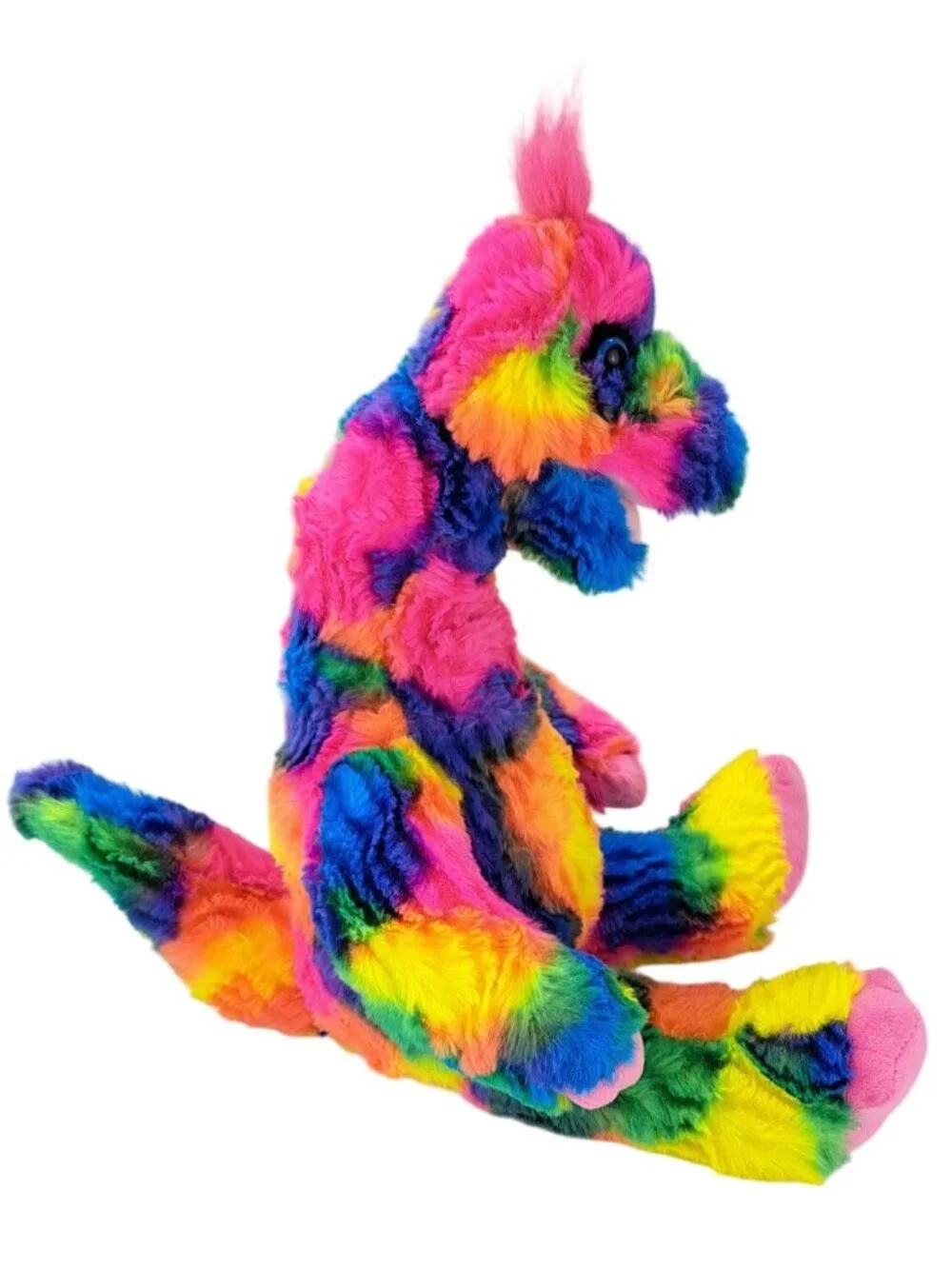 Build-A-Bear Rainbow Tie-Dye Plush Dinosaur Sequin Tutu & Halter Dress 21 Inches